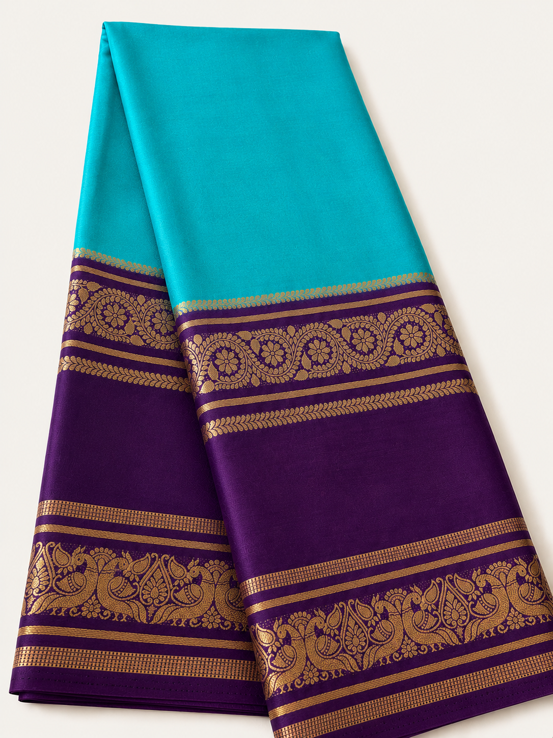Semi Mysore Crepe Blue