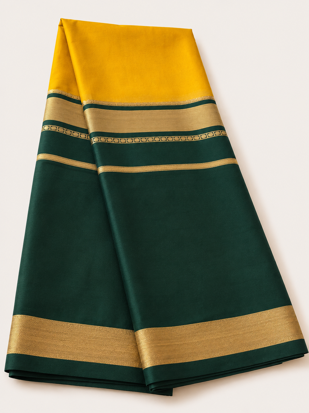 Semi Mysore Crepe Yellow and Green