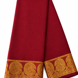 Semi Mysore Crepe Silk Saree with Mango Gold Zari Border